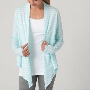 Ivivva By Lululemon Four’s a charm Light Blue Striped Cardigan lightweight